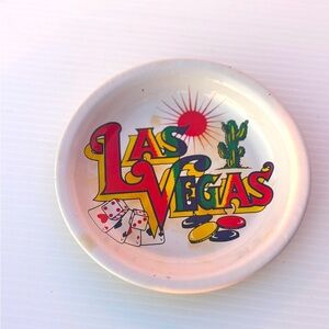 Vintage Las Vegas Tin Ashtray 70s Retro Casino Souvenir